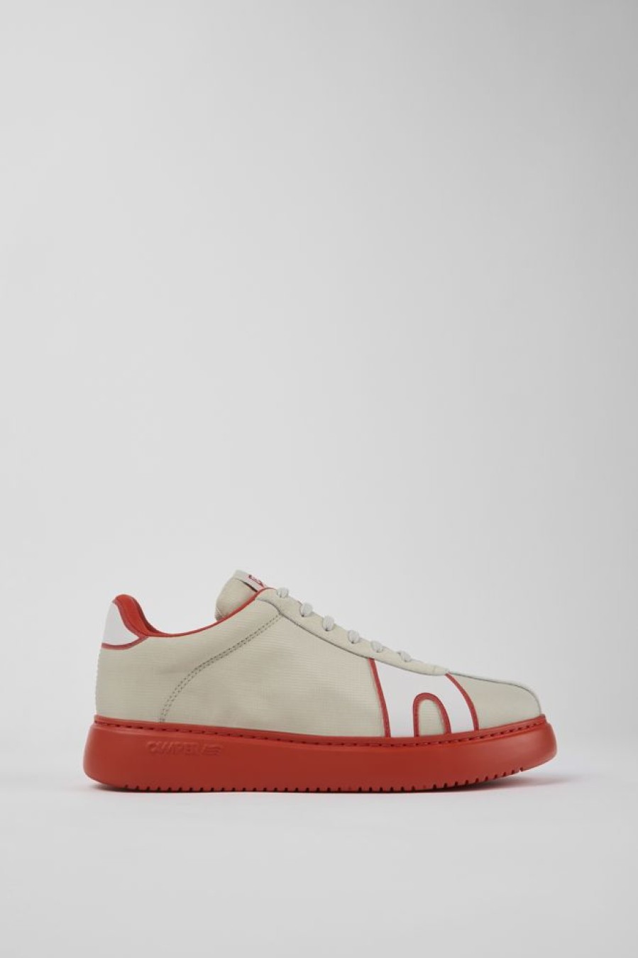 Men CamperLab Sneakers | Gray And Red Textile And Nubuck Sneakers For Men