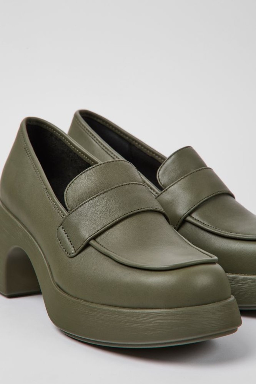 Women CamperLab Formal Shoes | Green Leather Shoes For Women