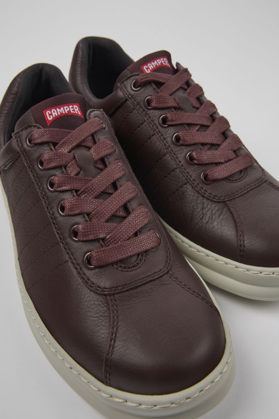 Men CamperLab Casual Shoes | Burgundy Leather Sneakers For Men