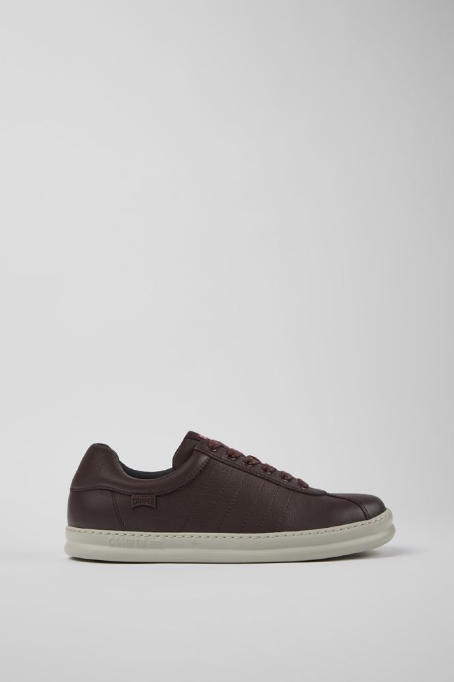 Men CamperLab Casual Shoes | Burgundy Leather Sneakers For Men