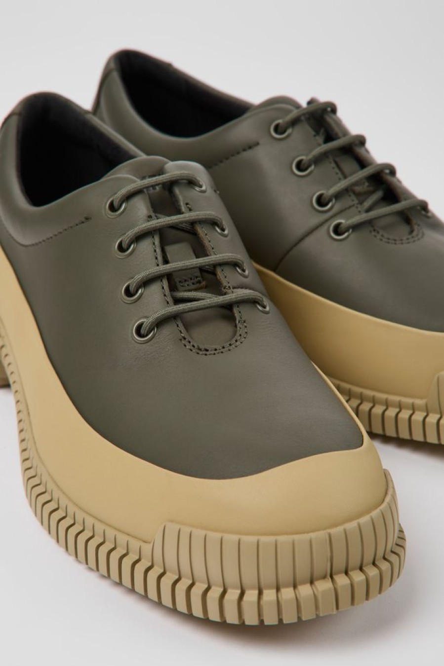 Men CamperLab Formal Shoes | Green And Beige Shoes For Men