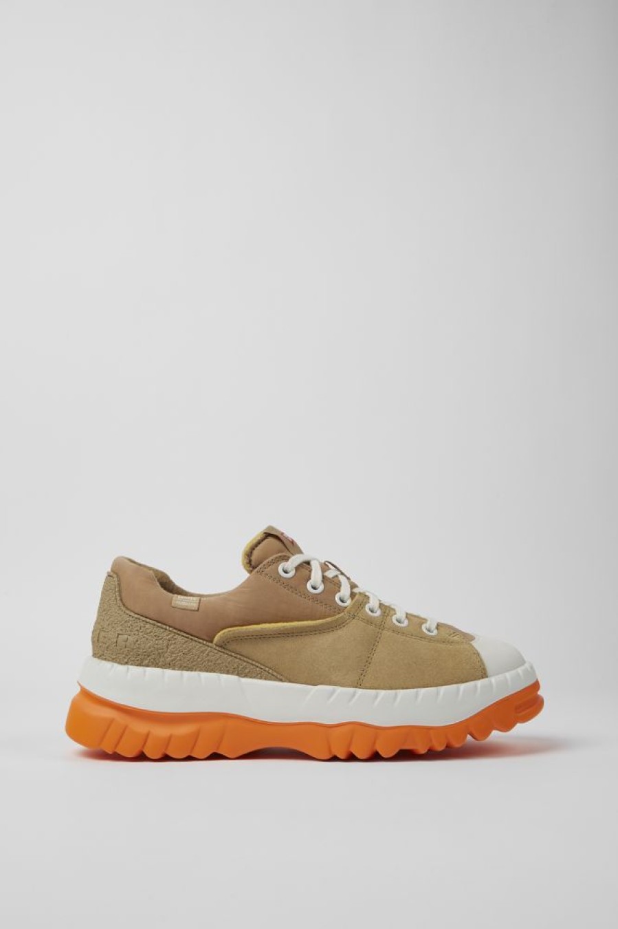 Men CamperLab Casual Shoes | Beige Recycled Textile And Nubuck Shoes For Men