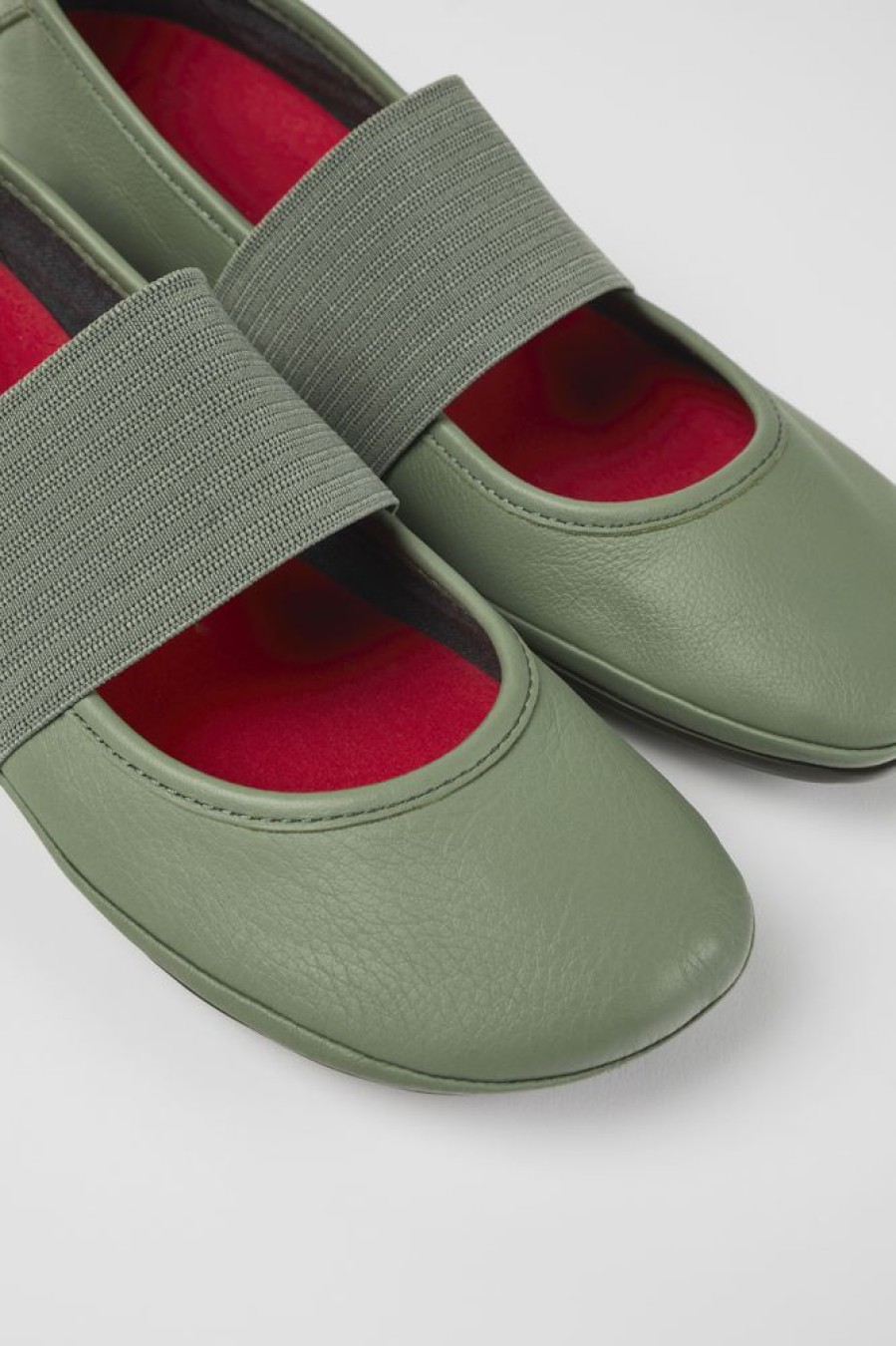 Women CamperLab Flat Shoes | Green Leather Ballerinas For Women