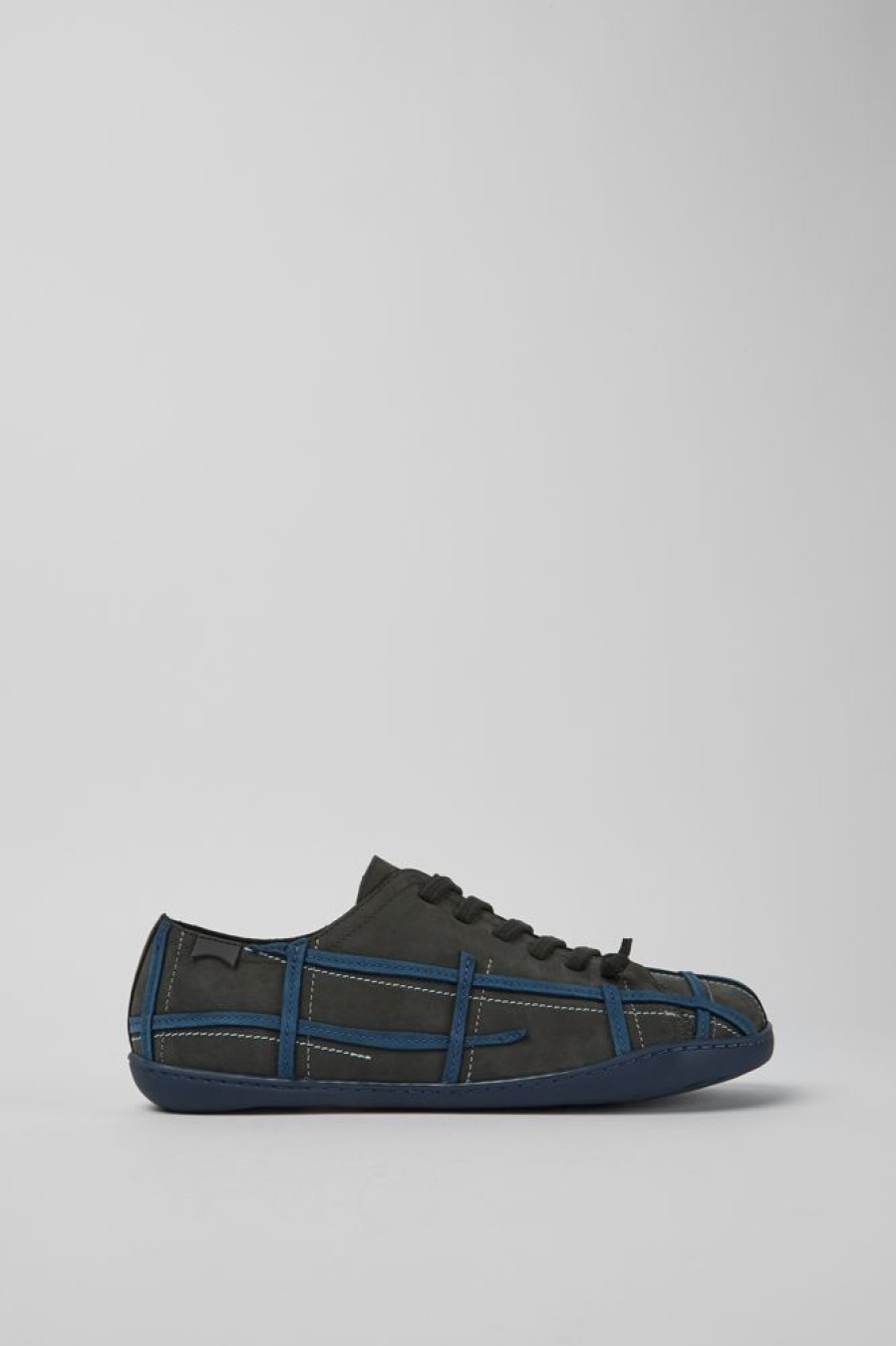 Men CamperLab Casual Shoes | Dark Grey And Blue Nubuck Shoes