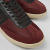 Men CamperLab Casual Shoes | Burgundy Textile And Leather Sneakers For Men