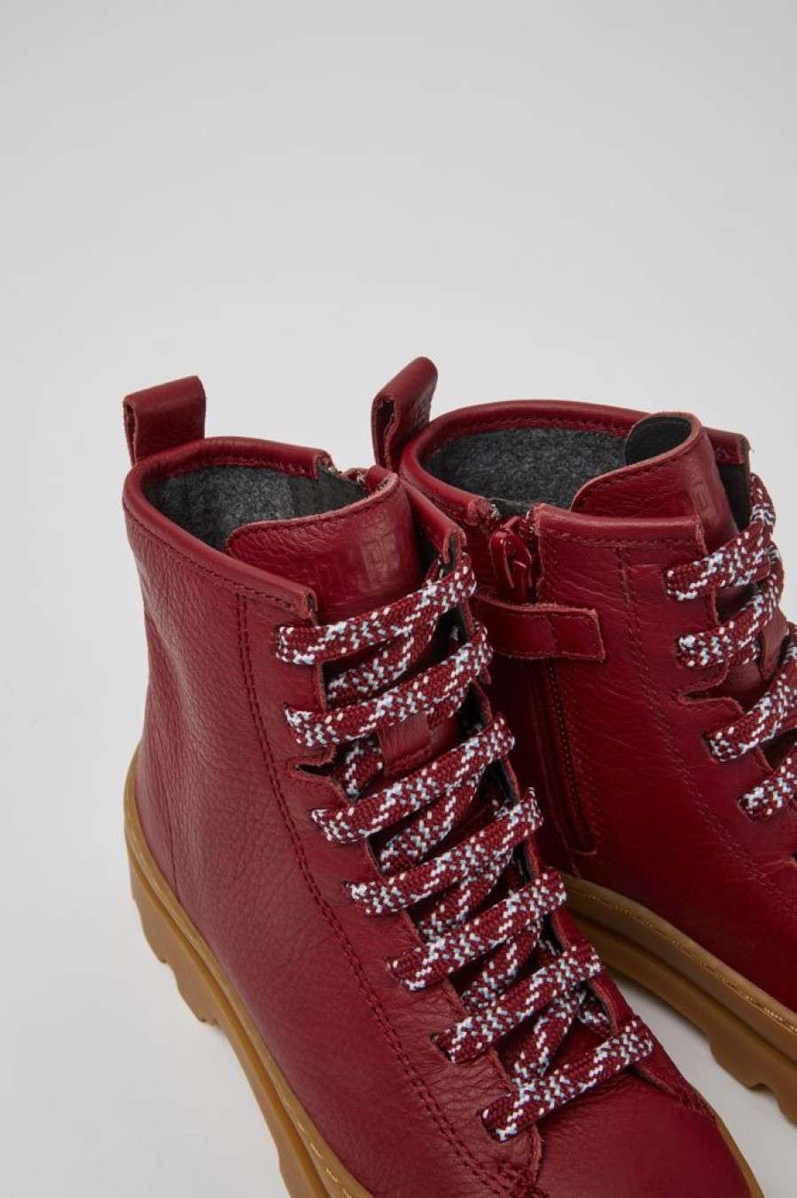 Kids CamperLab Boots | Red Lace Up Leather Boots