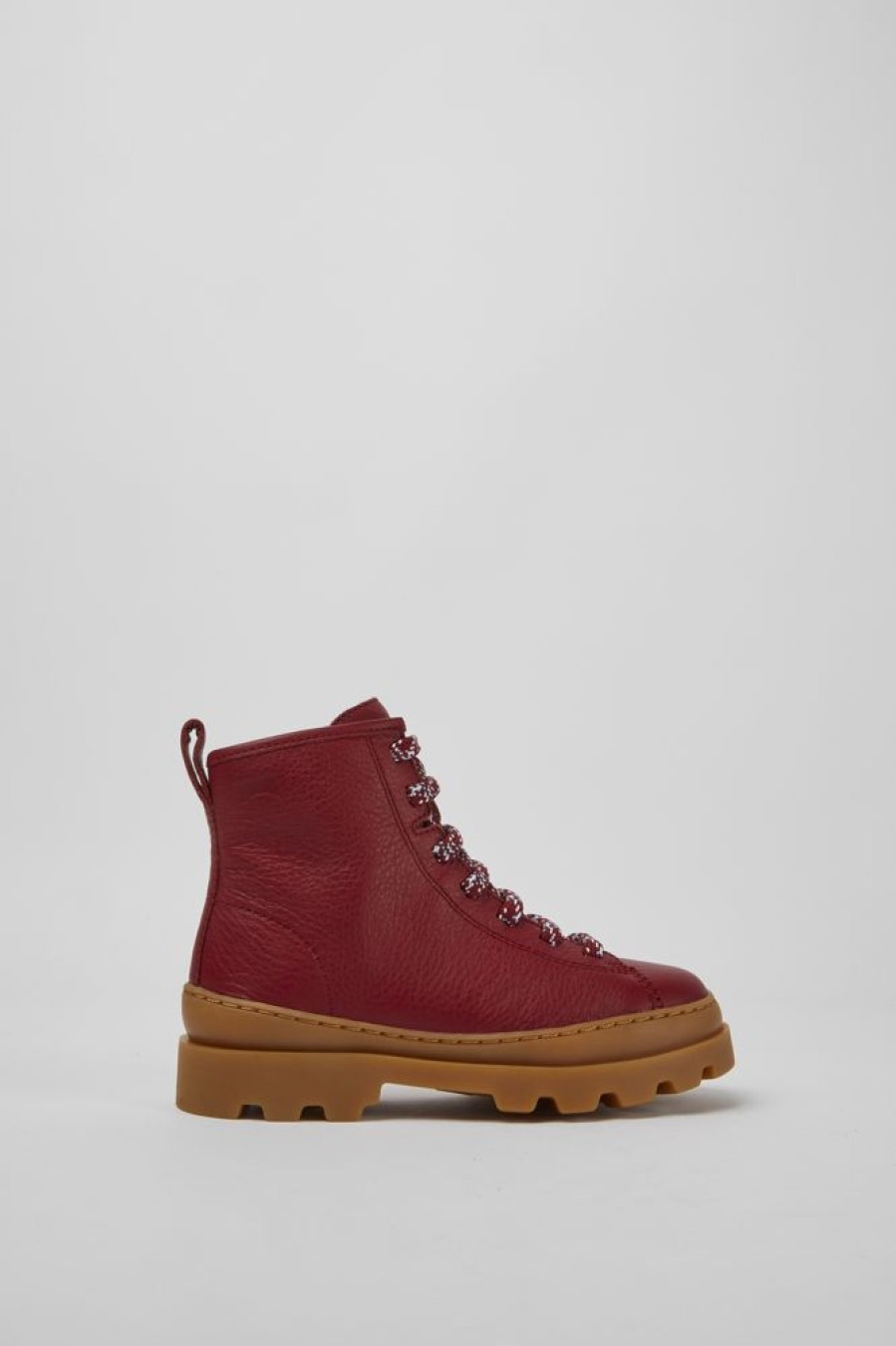 Kids CamperLab Boots | Red Lace Up Leather Boots