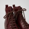 Women CamperLab Ankle Boots | Burgundy Leather Ankle Boots For Women