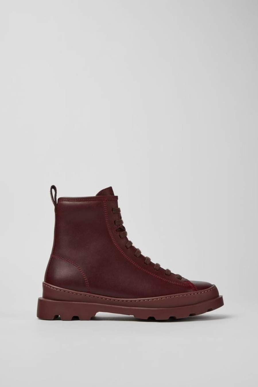 Women CamperLab Ankle Boots | Burgundy Leather Ankle Boots For Women