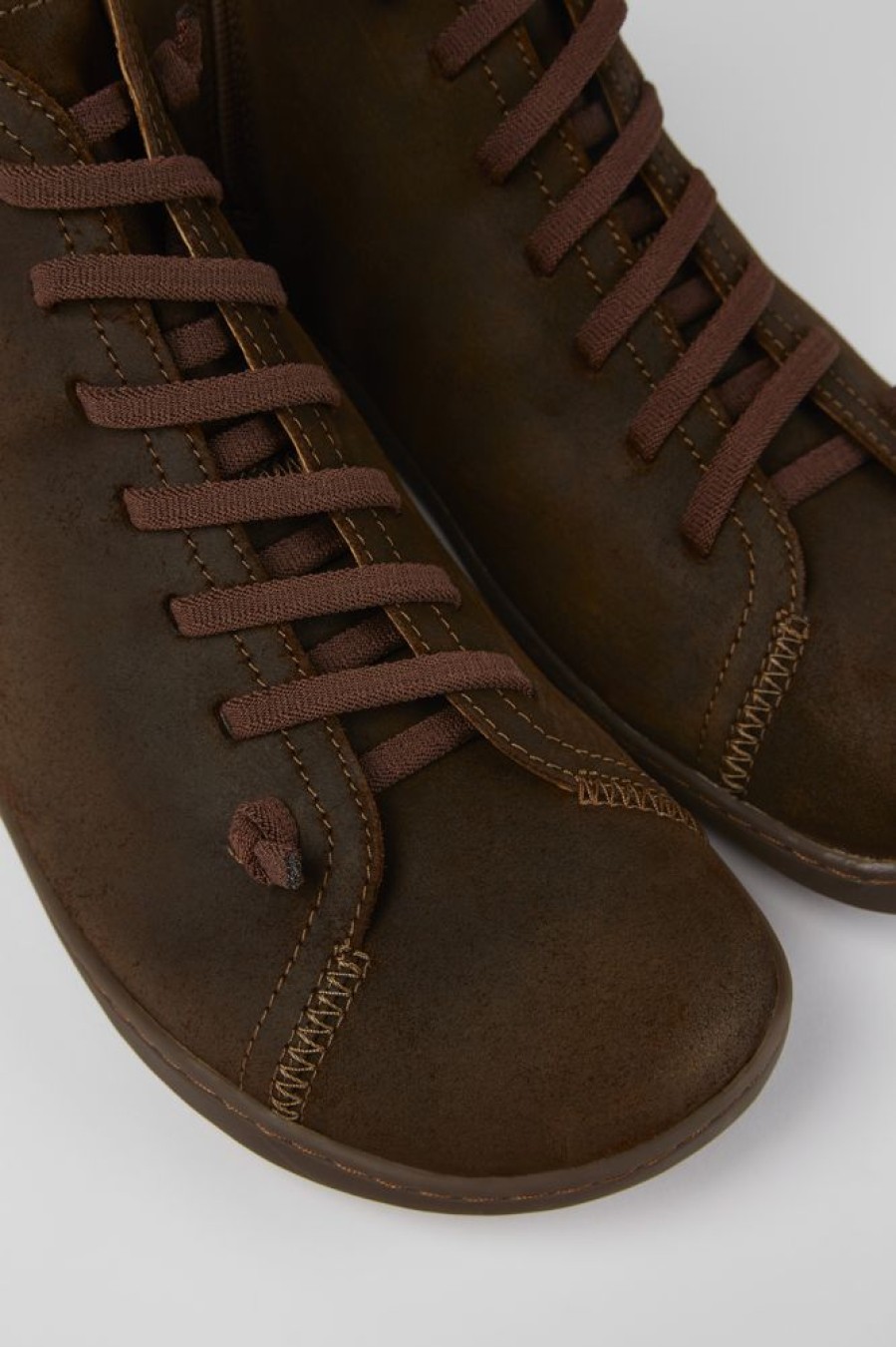 Men CamperLab Casual Shoes | Brown Nubuck Ankle Boots For Men