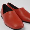 Women CamperLab Flat Shoes | Red Leather Ballerinas For Women