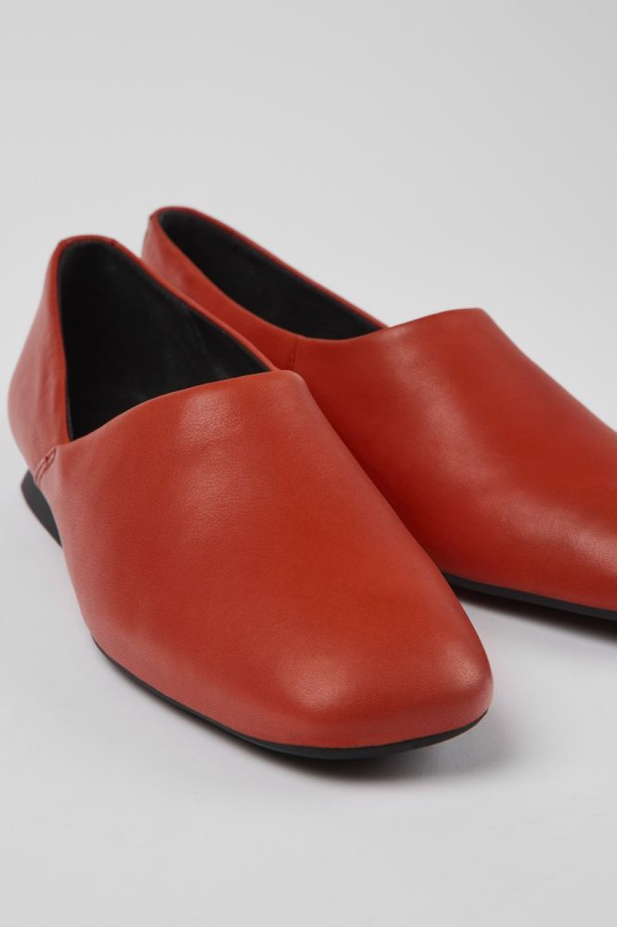 Women CamperLab Flat Shoes | Red Leather Ballerinas For Women