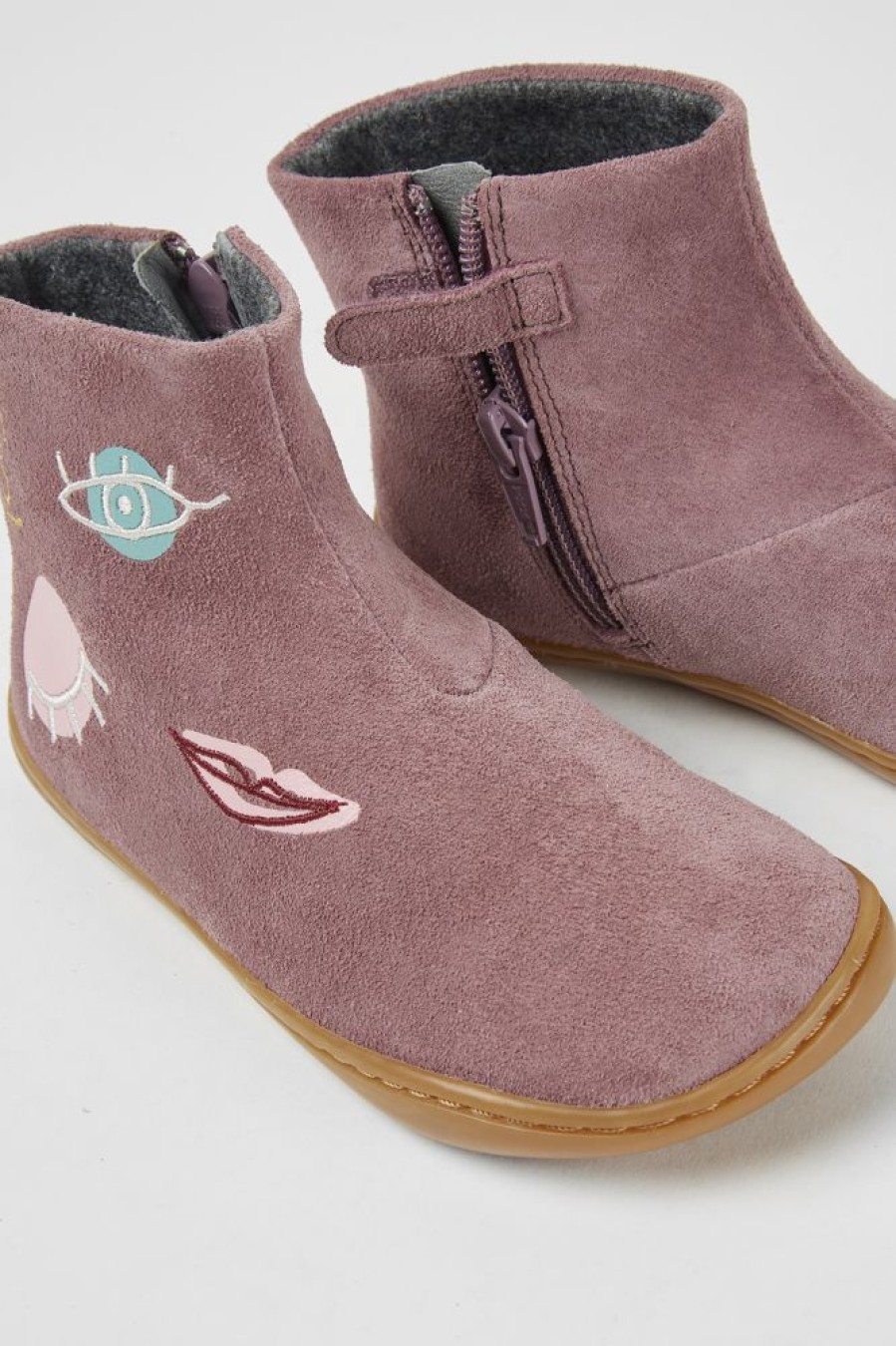 Kids CamperLab Boots | Purple Nubuck Ankle Boots