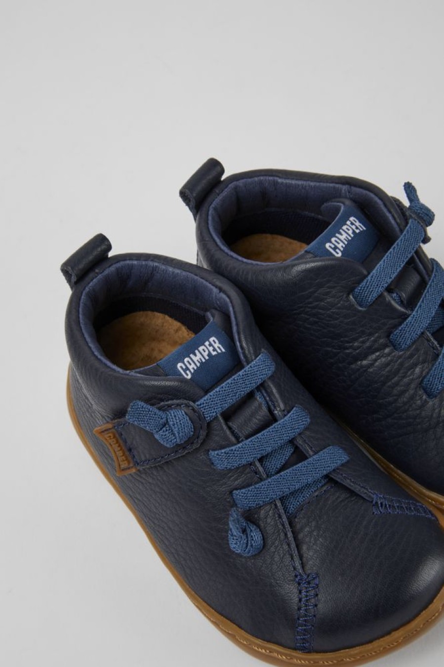 Kids CamperLab Boots | Navy Blue Leather Shoes For Kids