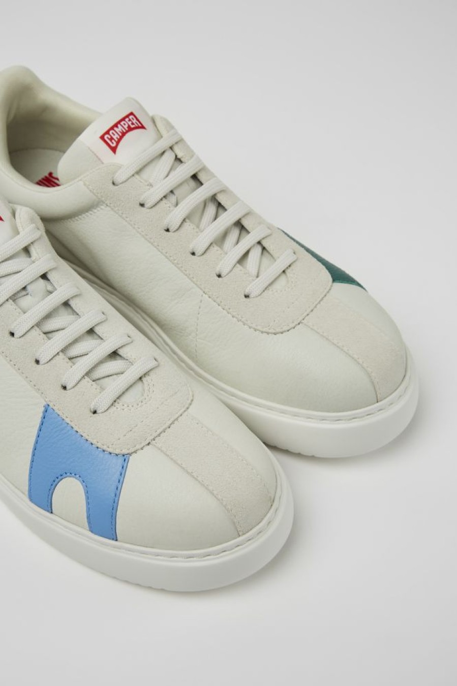 Men CamperLab Sneakers | White Non-Dyed Leather And Suede Sneakers For Men