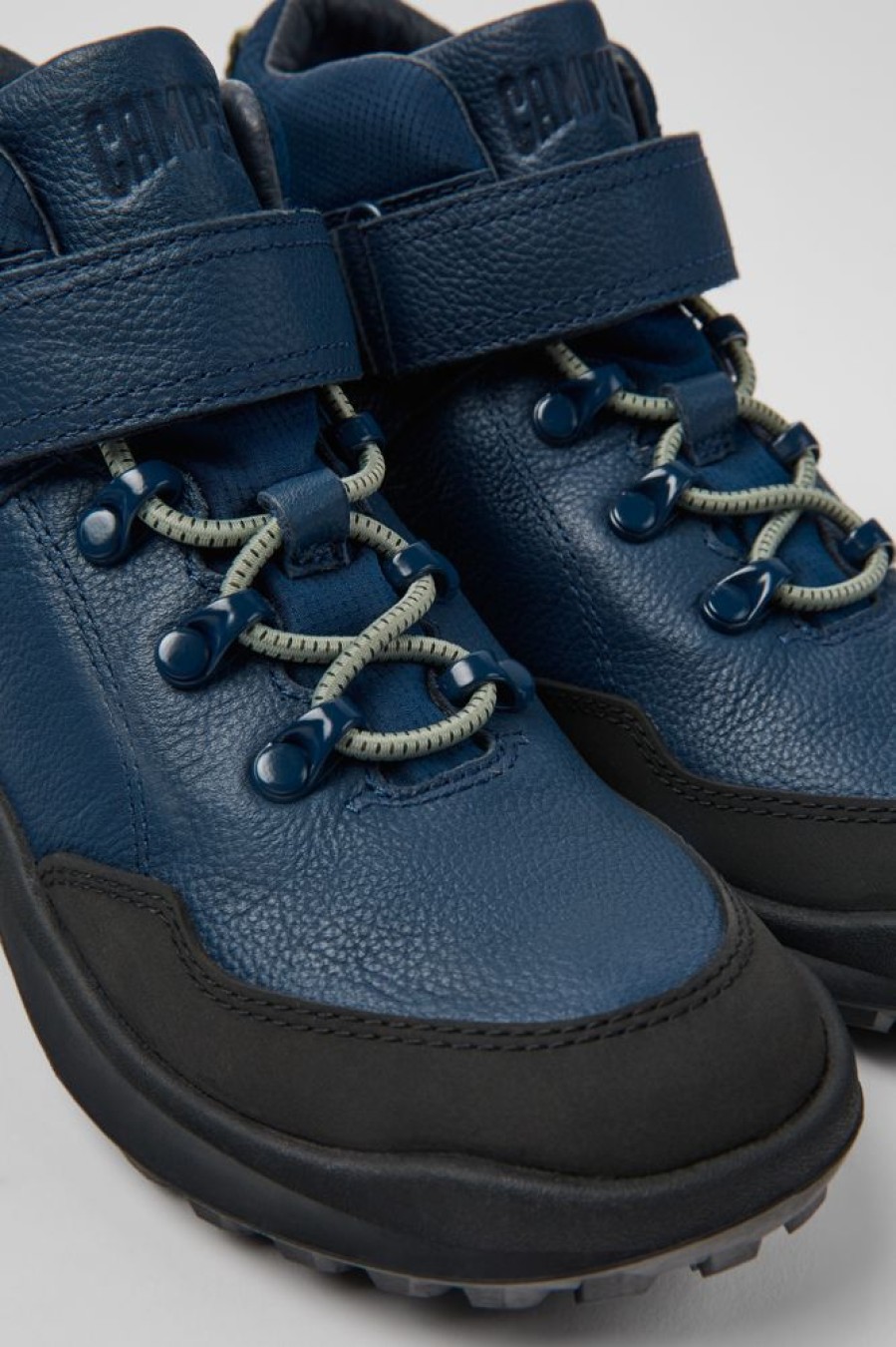 Kids CamperLab Sneakers | Dark Blue Leather And Textile Ankle Boots For Kids