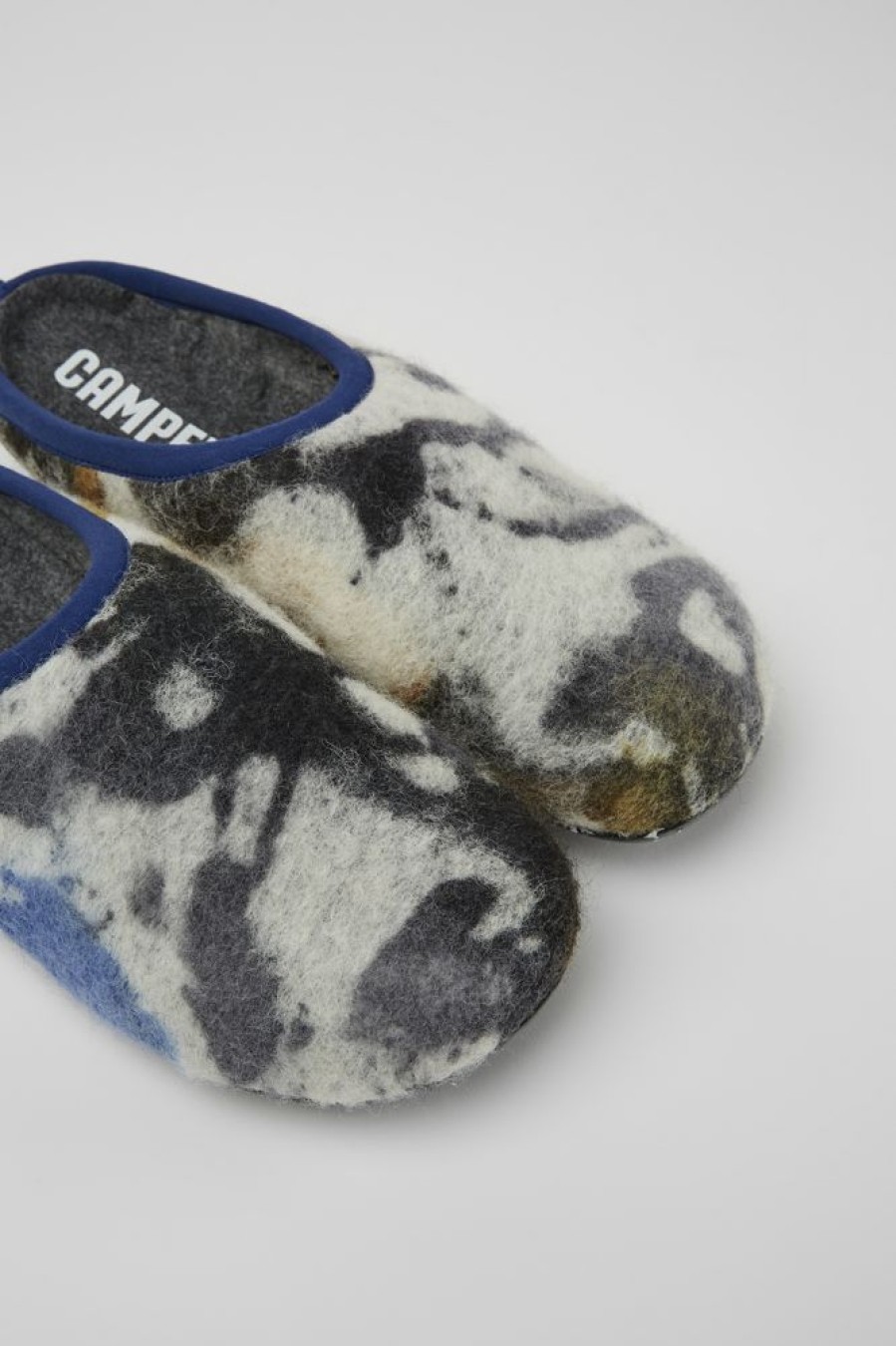 Men CamperLab Slippers | Blue And Black Recycled Wool Slippers For Men