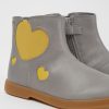 Kids CamperLab Boots | Gray Leather Ankle Boots