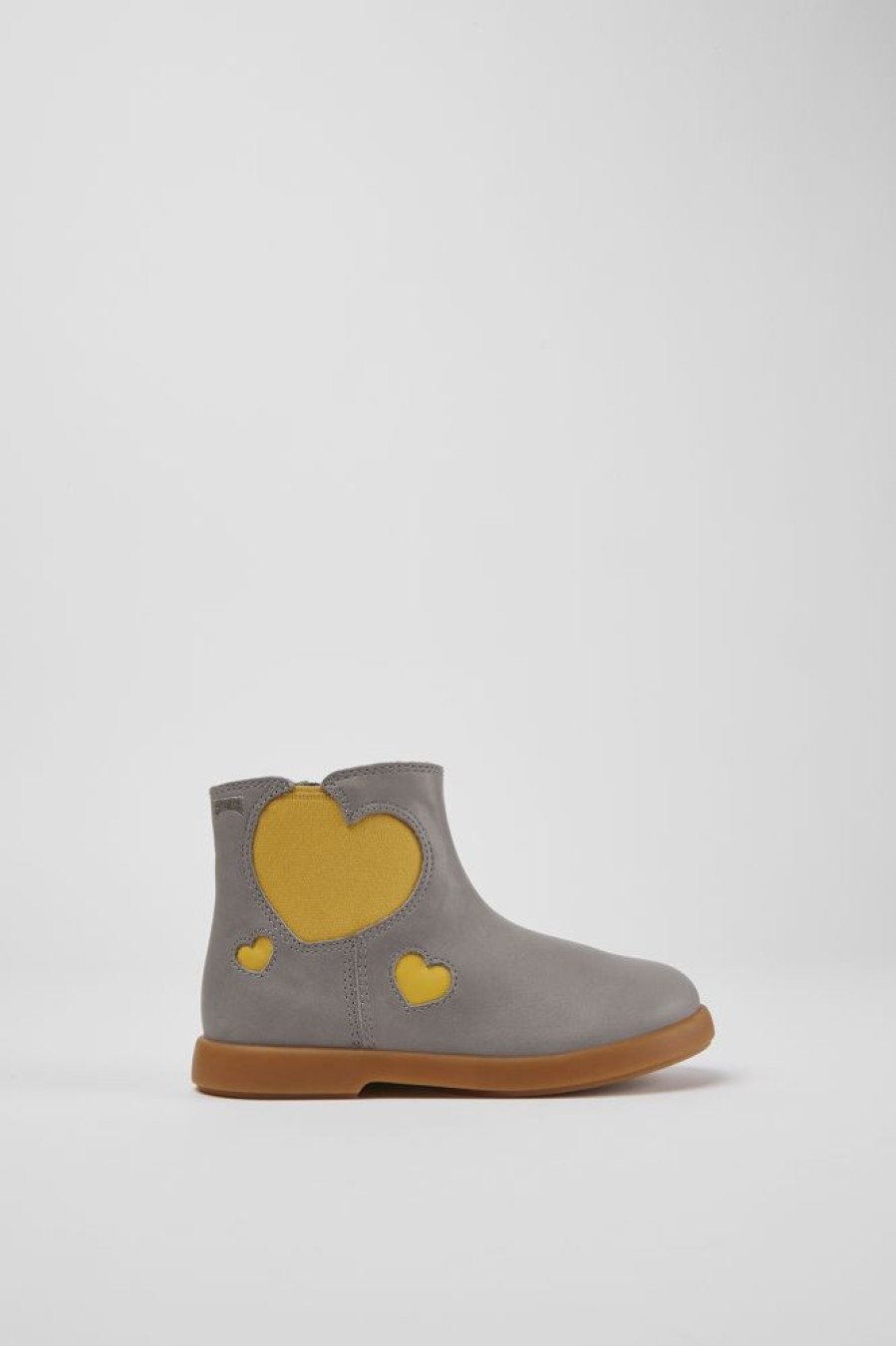 Kids CamperLab Boots | Gray Leather Ankle Boots