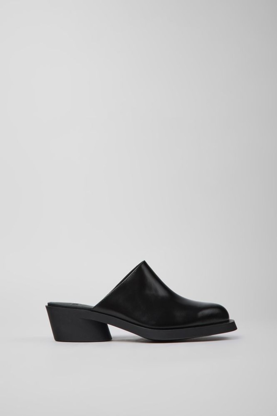 Women CamperLab Heels | Black Leather Mules For Women