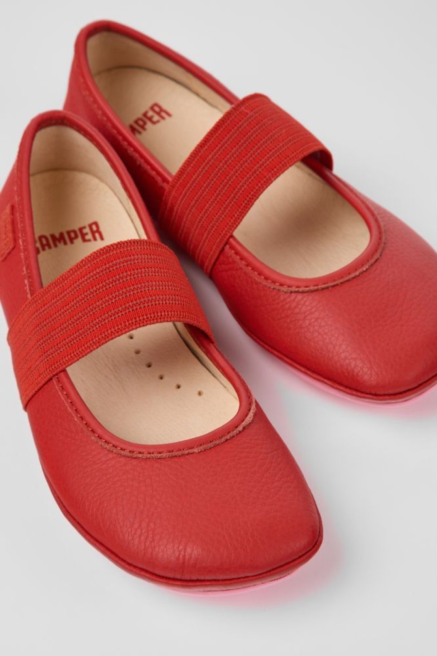 Kids CamperLab Ballerinas | Red Leather Ballerinas For Kids