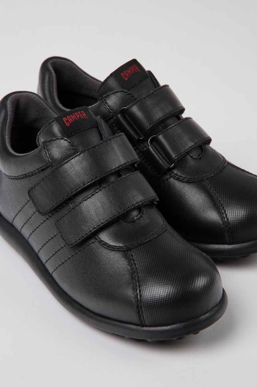 Kids CamperLab School Shoes | Black Leather And Textile Shoes For Kids