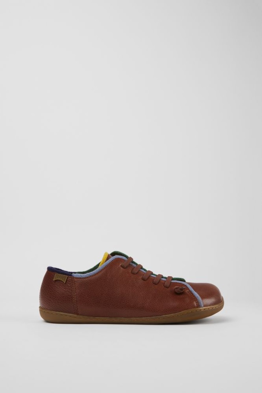 Men CamperLab Casual Shoes | Brown Leather And Wool Shoes For Men