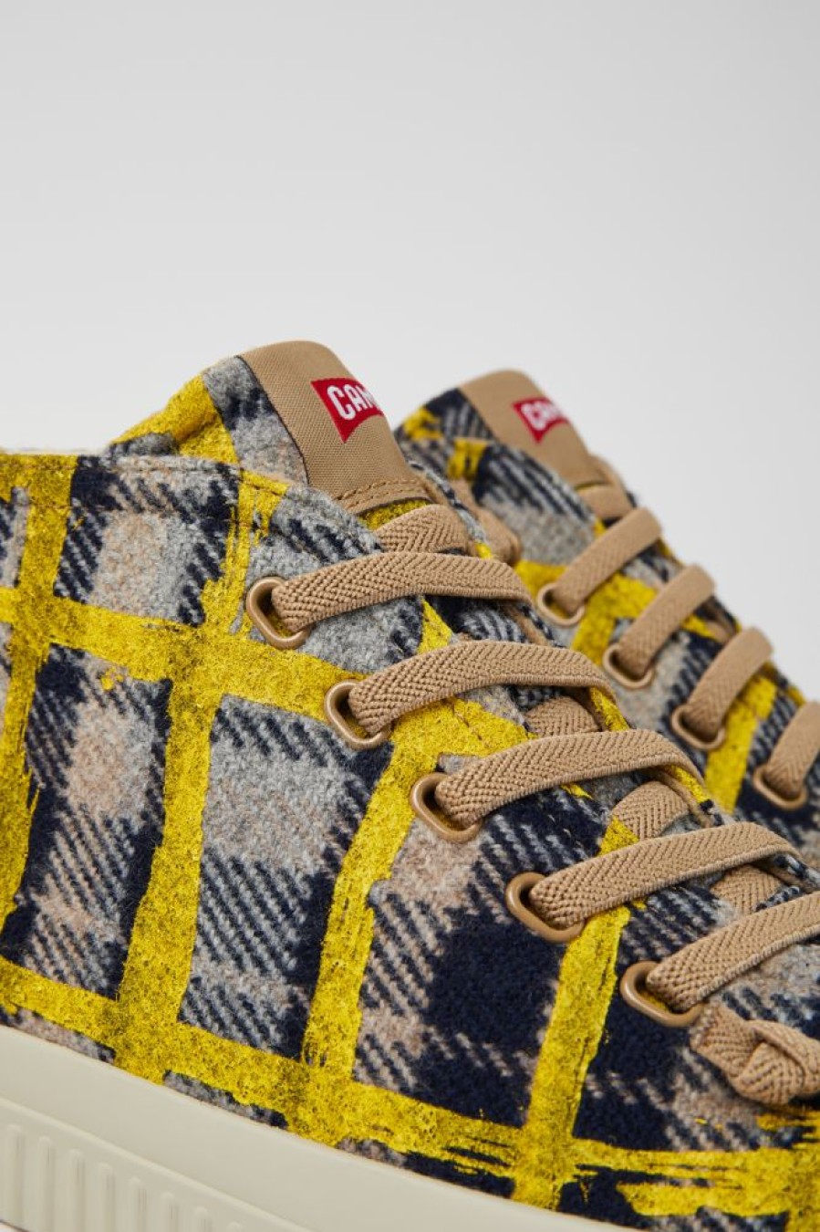 Men CamperLab Casual Shoes | Yellow Multicolored Recycled Wool Sneakers For Men