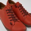 Men CamperLab Casual Shoes | Red Leather Shoes For Men