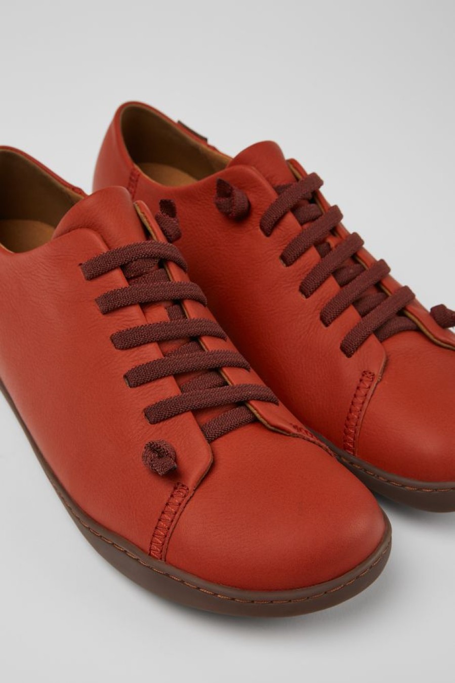 Men CamperLab Casual Shoes | Red Leather Shoes For Men