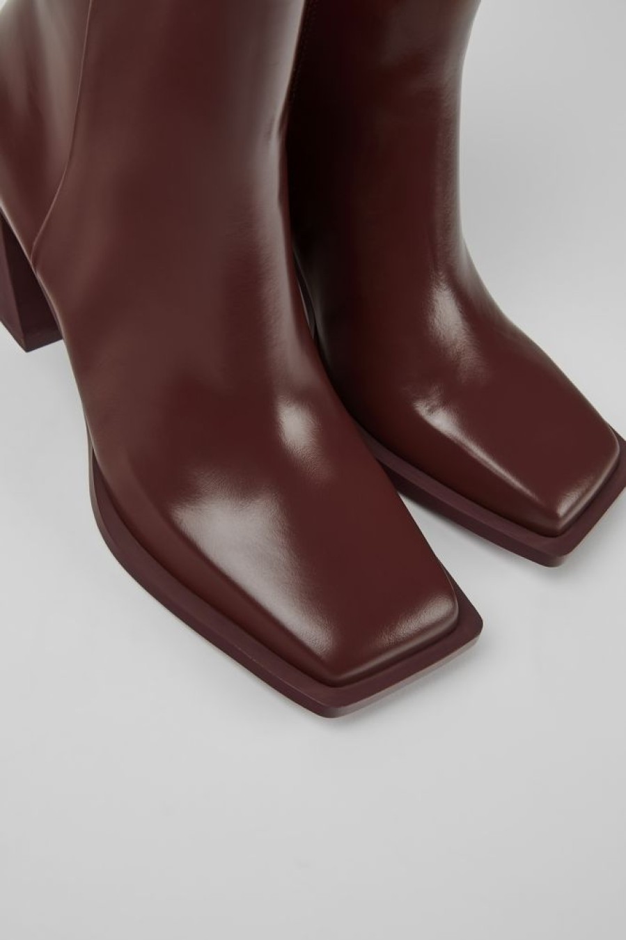 Women CamperLab Ankle Boots | Burgundy Leather Ankle Boots For Women