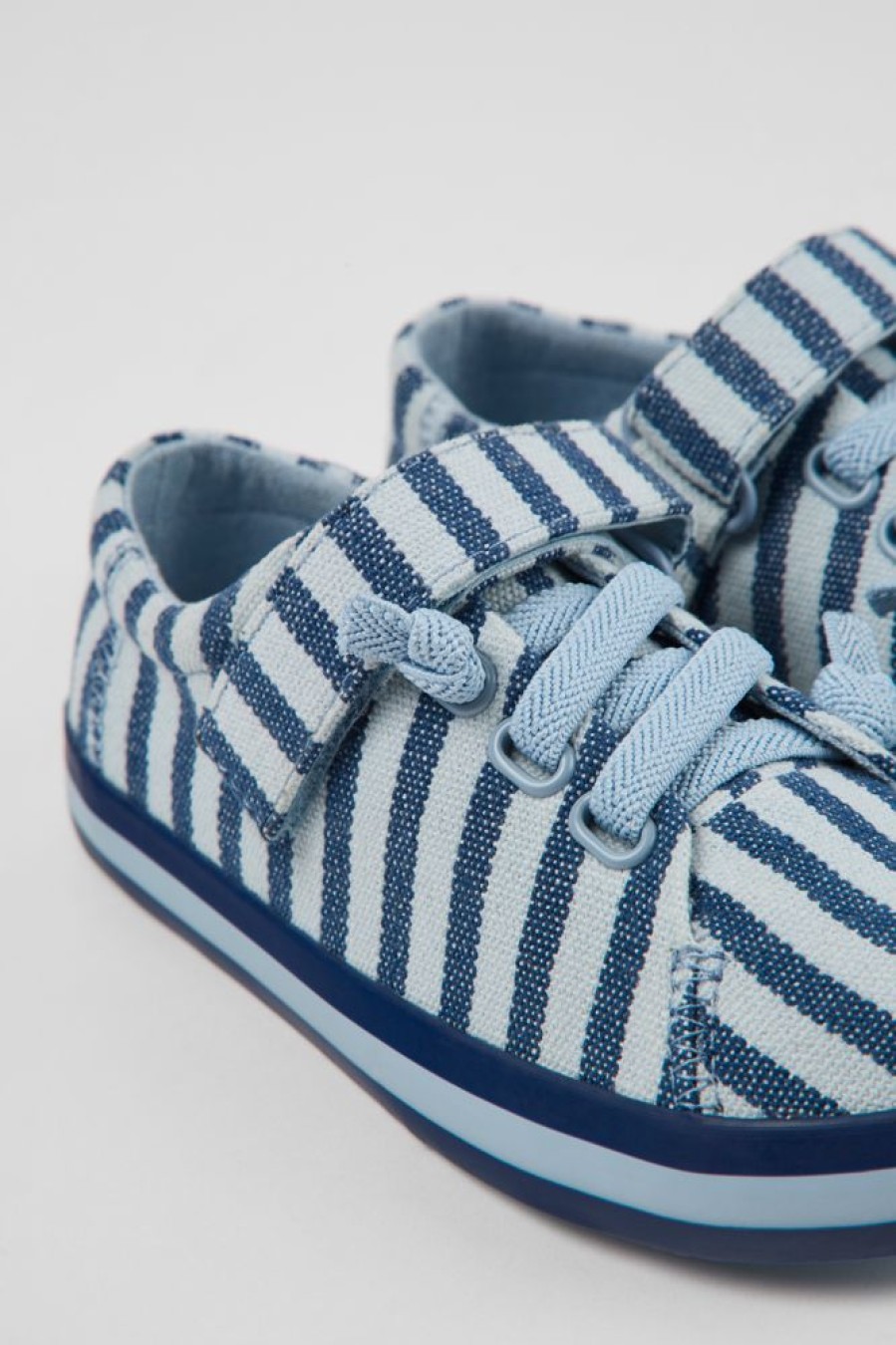 Kids CamperLab Sneakers | Blue Striped Recycled Cotton Shoes For Kids