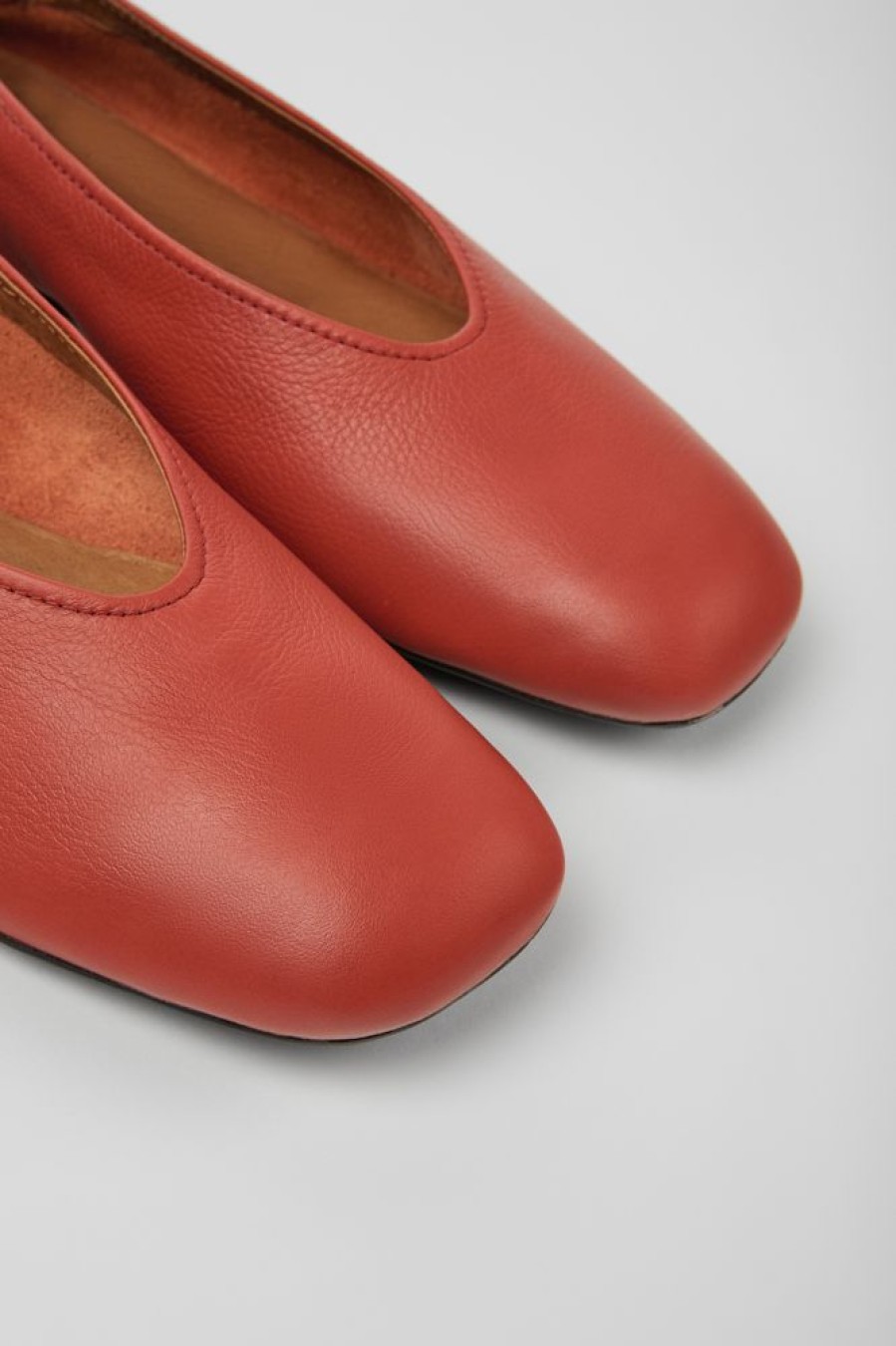 Women CamperLab Formal Shoes | Red Leather Ballerinas For Women