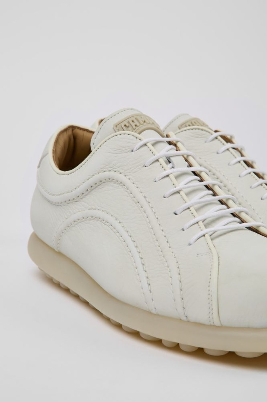 Men CamperLab Casual Shoes | White Non-Dyed Leather Sneakers For Men