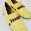 Women CamperLab Formal Shoes | Yellow And Brown Leather Loafers For Women