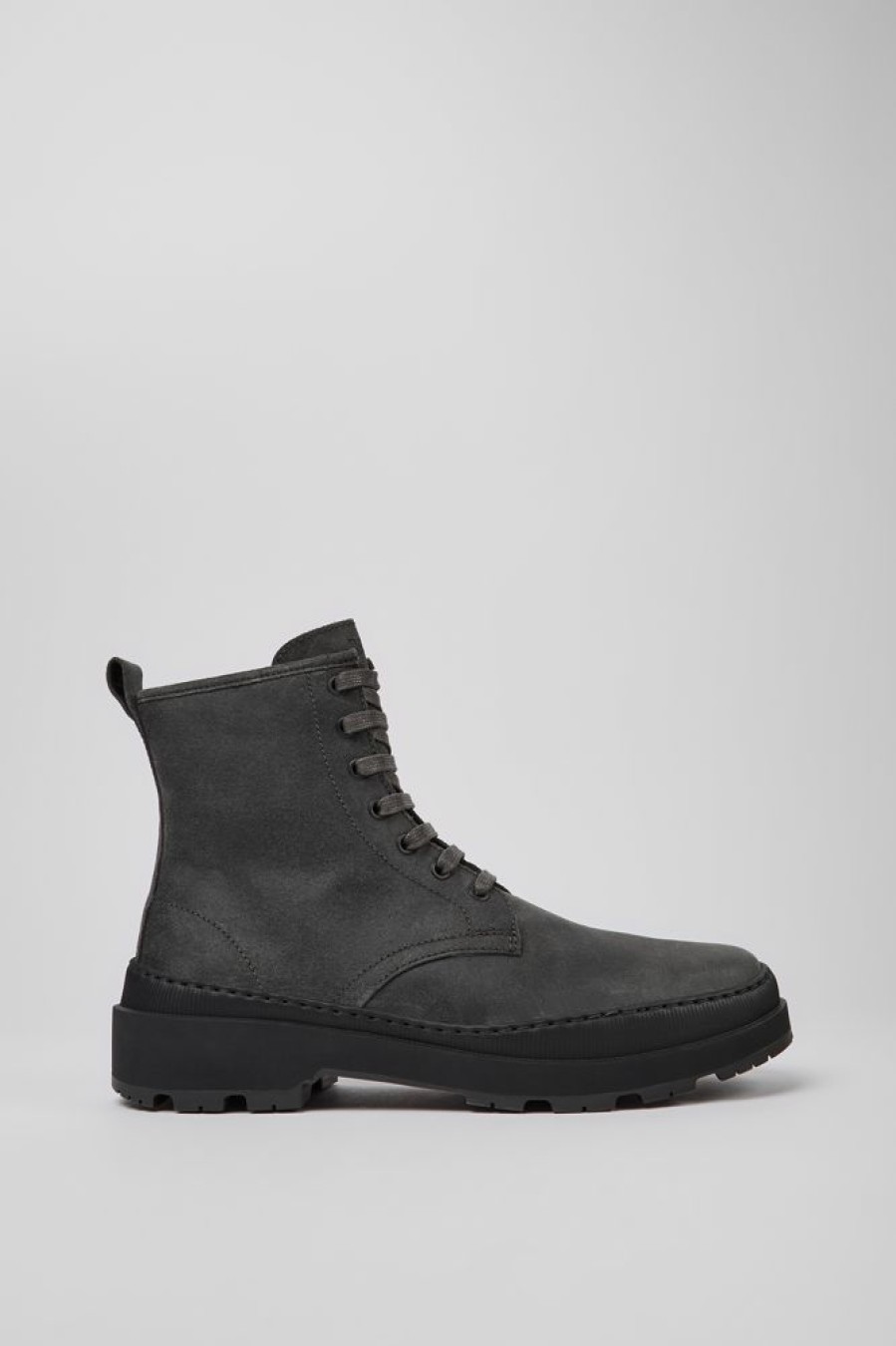 Men CamperLab Formal Shoes | Dark Gray Nubuck Ankle Boots For Men