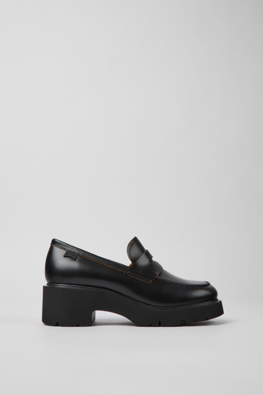 Women CamperLab Formal Shoes | Black Leather Loafers For Women