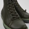 Men CamperLab Casual Shoes | Green Leather Ankle Boots For Men