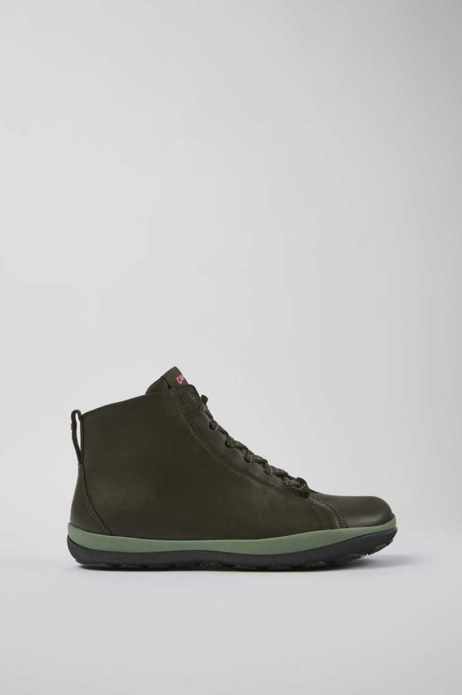 Men CamperLab Casual Shoes | Green Leather Ankle Boots For Men