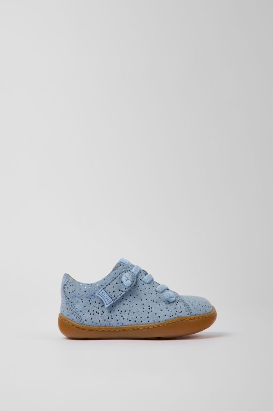 Kids CamperLab Hook And Loop | Blue Nubuck Shoes For Kids