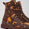 Men CamperLab Formal Shoes | Burgundy And Orange Leather Ankle Boots For Men