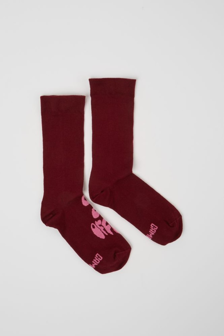 Men CamperLab Socks | Burgundy And Pink Socks