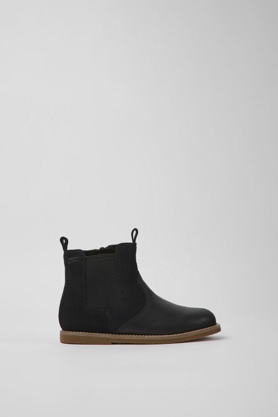 Kids CamperLab Boots | Black Nubuck And Leather Ankle Boots For Kids