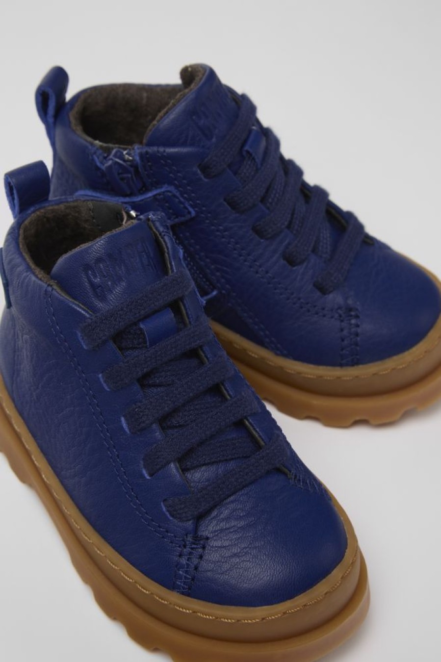 Kids CamperLab Boots | Blue Leather Lace-Up Boots