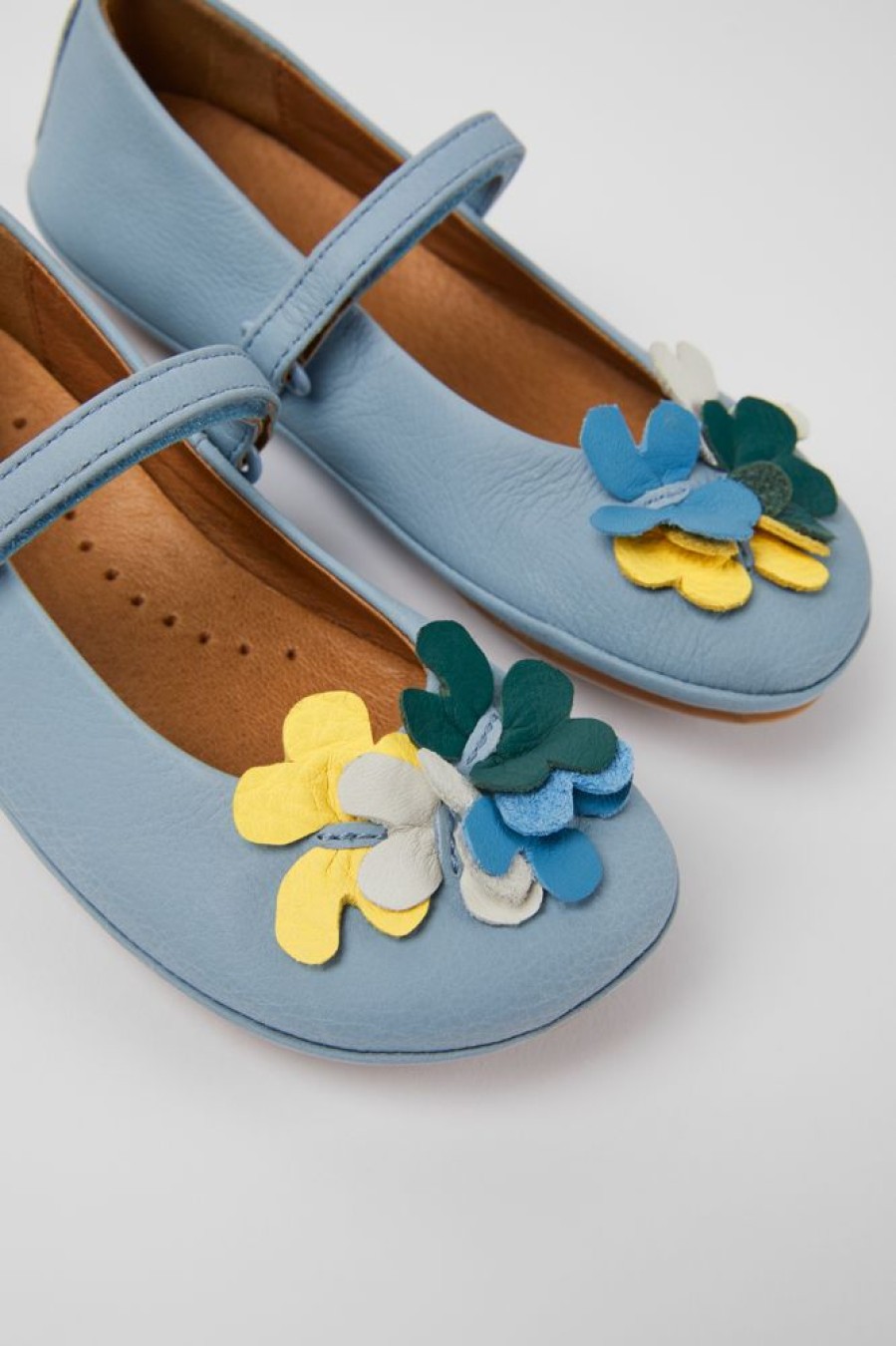 Kids CamperLab Ballerinas | Blue Leather Ballerinas For Kids