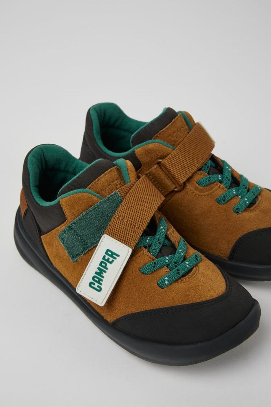 Kids CamperLab Sneakers | Brown, Grey, And Black Nubuck And Textile Shoes