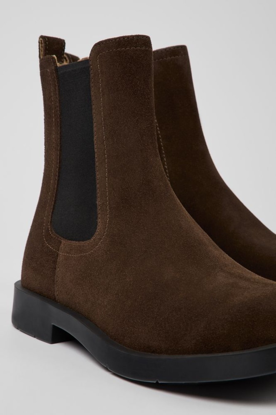 Men CamperLab Formal Shoes | Brown Nubuck Chelsea Boots For Men