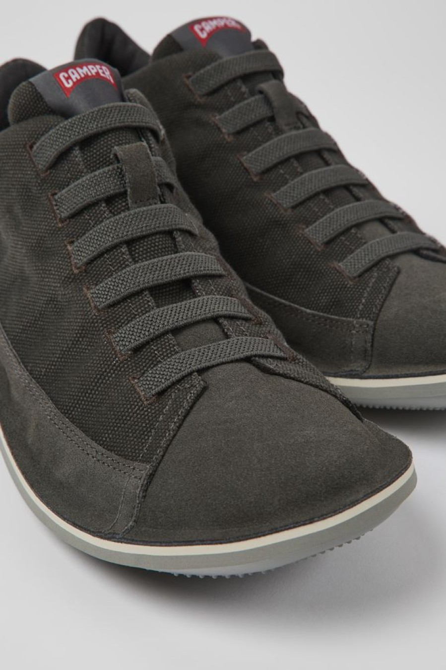 Men CamperLab Casual Shoes | Gray Textile And Nubuck Shoes For Men