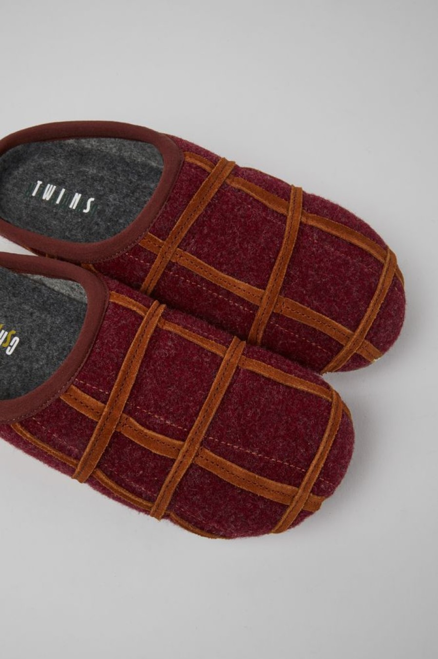 Women CamperLab Slippers | Burgundy Wool Women'S Slippers