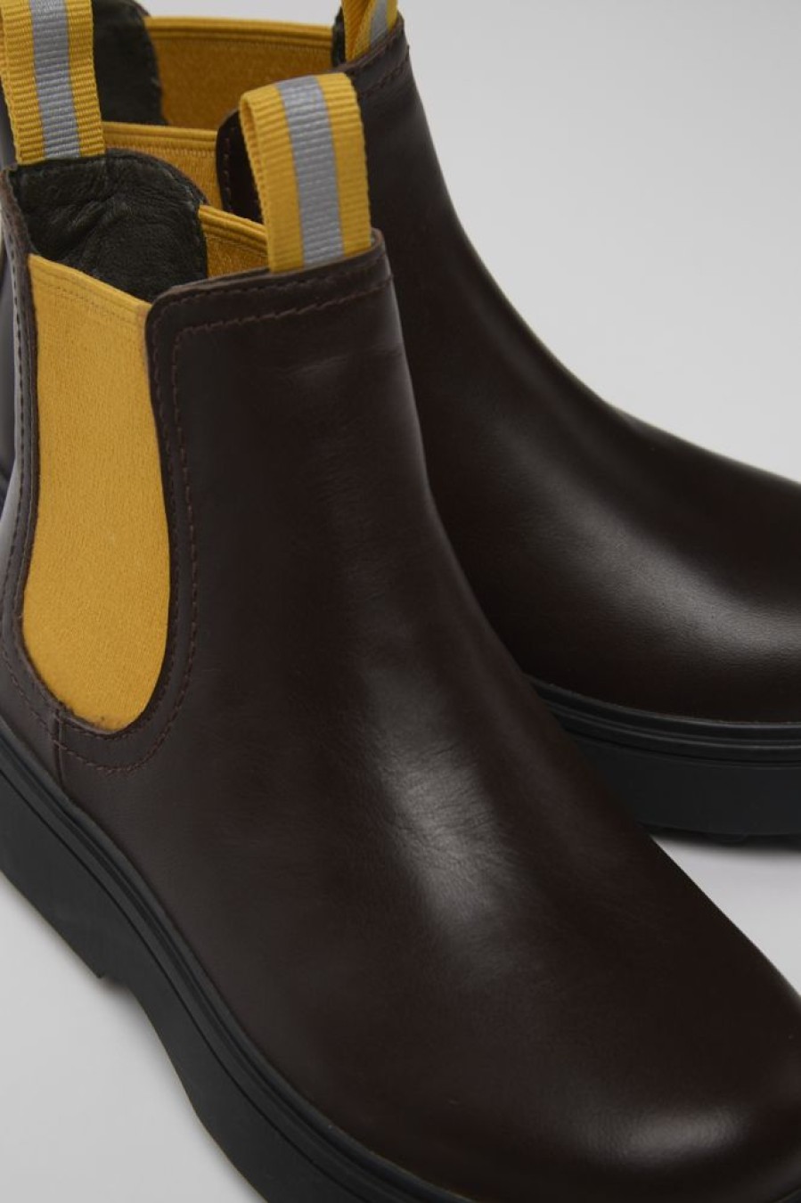 Kids CamperLab Boots | Brown And Yellow Leather Boots